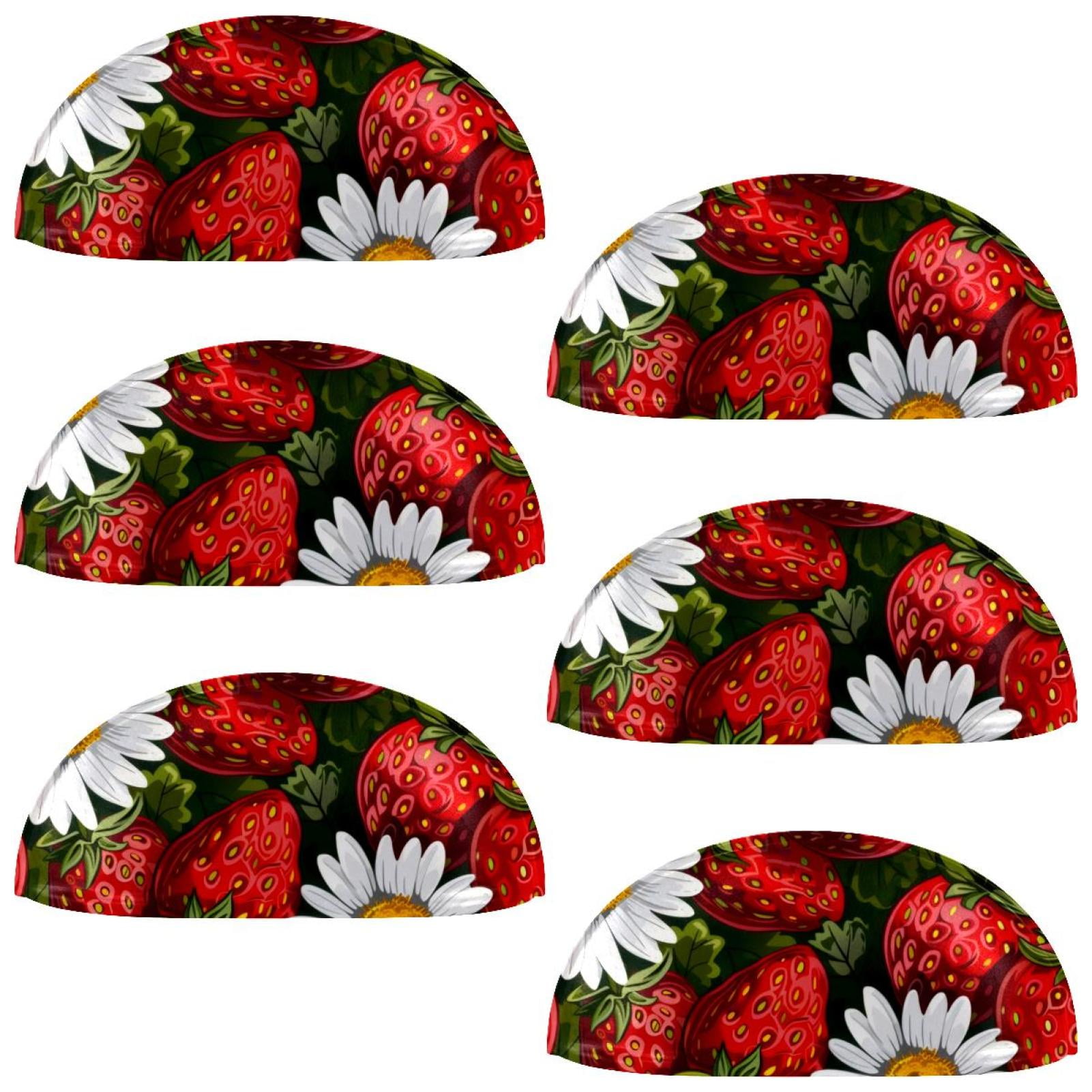 PhooArto 6 Pcs Cup Drawer Pulls, Cartoon Strawberry Daisy Flower Pattern Shell Shape Handles Cabinet Knobs for Dresser Cupboard Closet Wardrobe with Screws