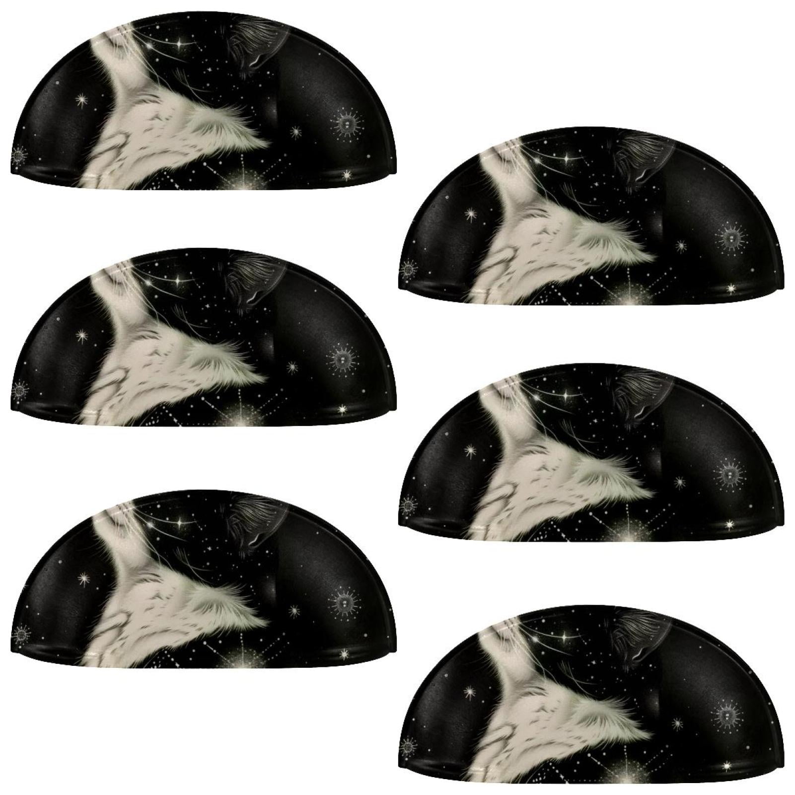 PhooArto 6 Pcs Cup Drawer Pulls, Cat Stars Moons Shell Shape Handles Cabinet Knobs for Dresser Cupboard Closet Wardrobe with Screws