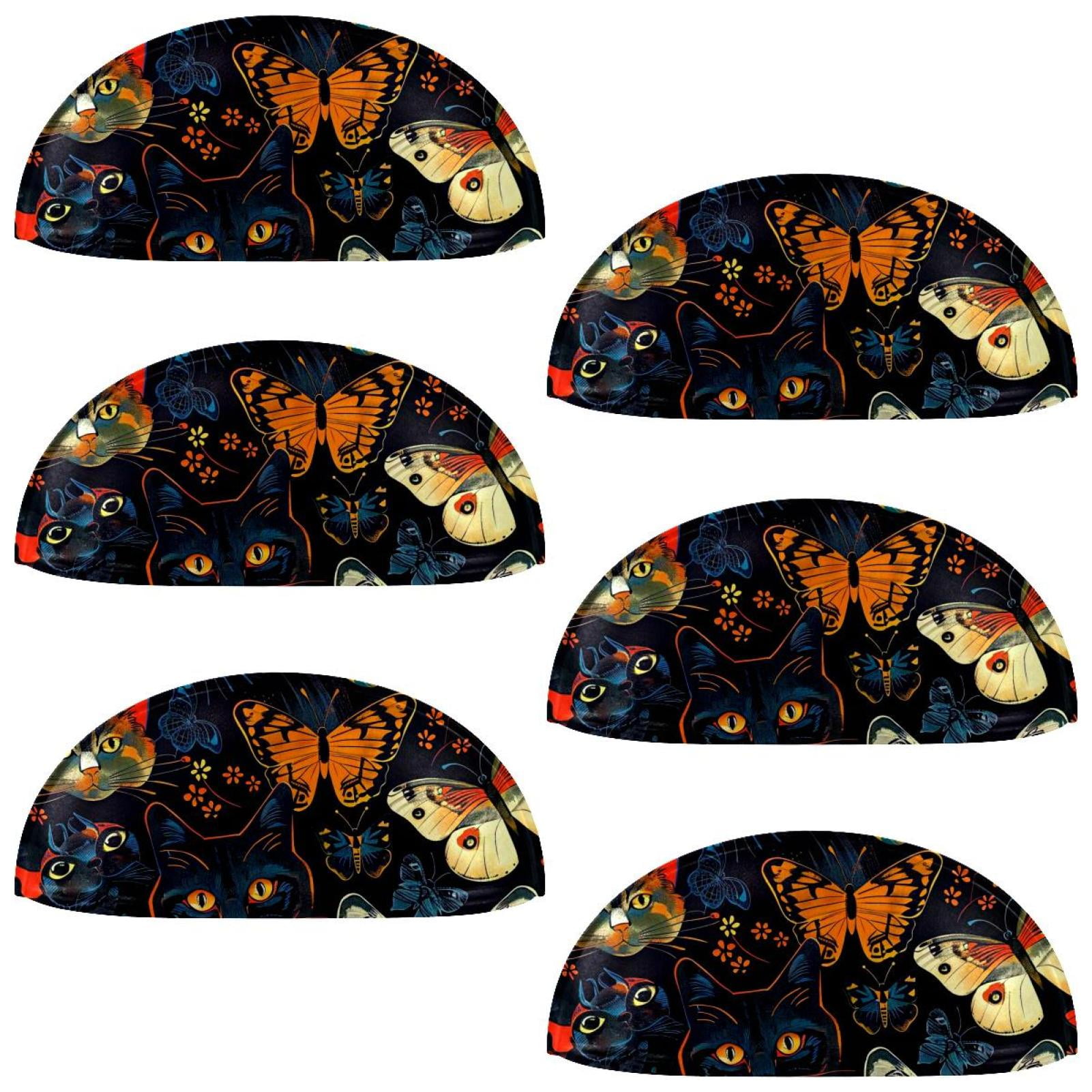 PhooArto 6 Pcs Cup Drawer Pulls, Cats Butterfly Colors Pattern Shell Shape Handles Cabinet Knobs for Dresser Cupboard Closet Wardrobe with Screws