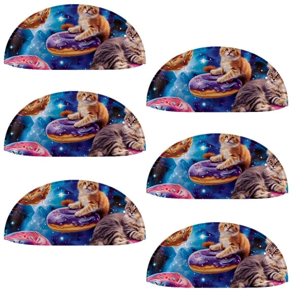 PhooArto 6 Pcs Cup Drawer Pulls, Cats Donuts Blue Galaxy Shell Shape Handles Cabinet Knobs for Dresser Cupboard Closet Wardrobe with Screws
