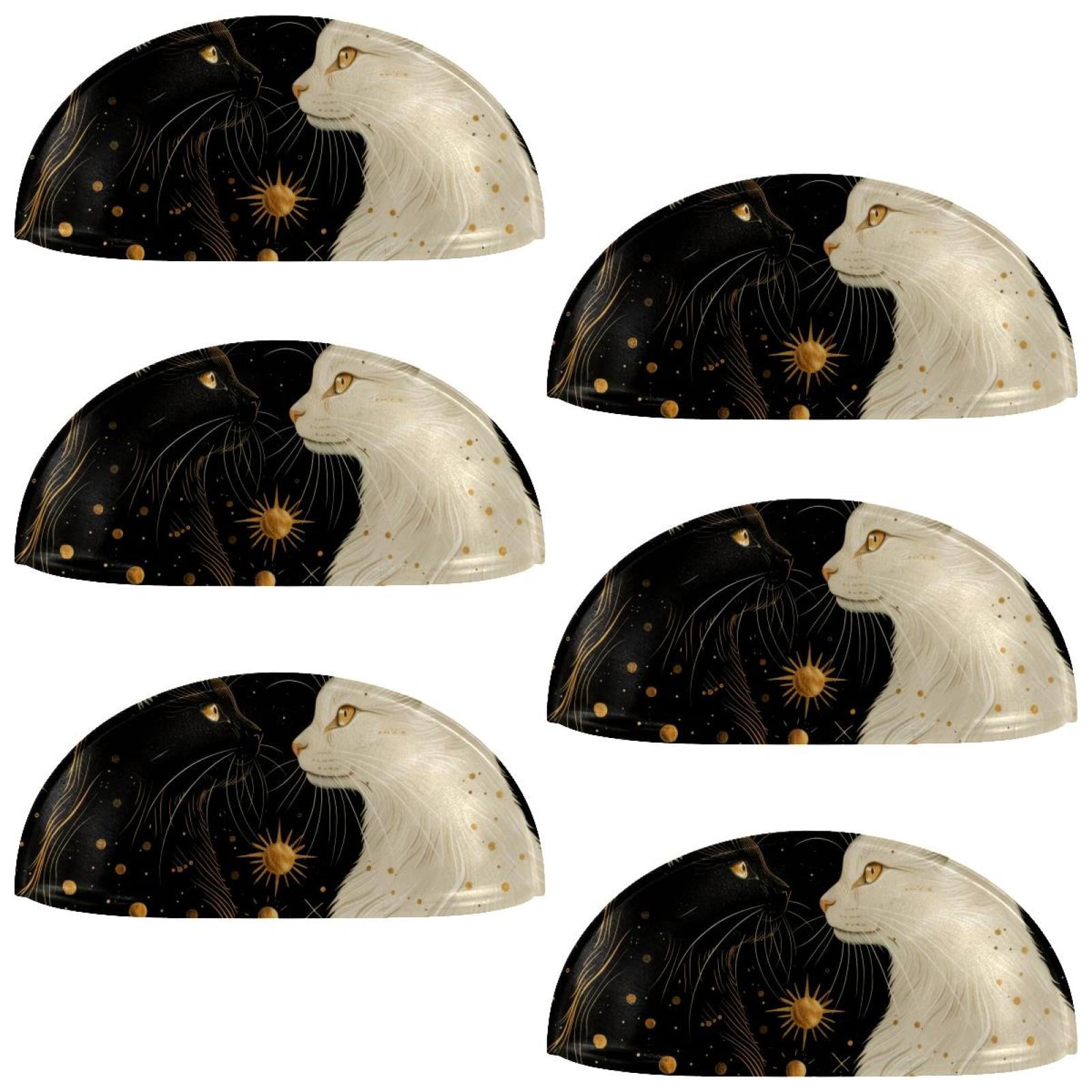 PhooArto 6 Pcs Cup Drawer Pulls, Cats Moon Stars Planets Shell Shape Handles Cabinet Knobs for Dresser Cupboard Closet Wardrobe with Screws