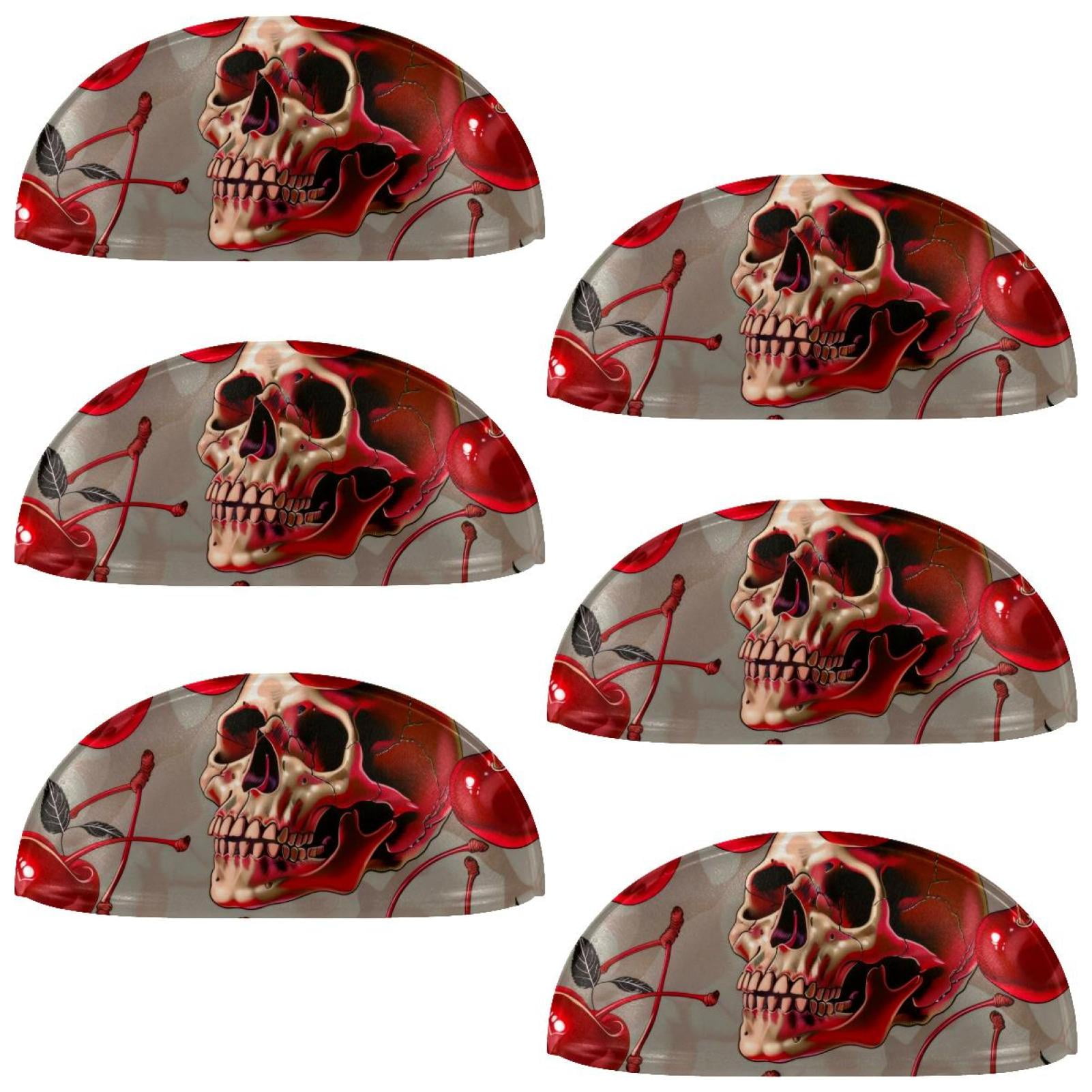 PhooArto 6 Pcs Cup Drawer Pulls, Cherry Skull Head Shell Shape Handles Cabinet Knobs for Dresser Cupboard Closet Wardrobe with Screws