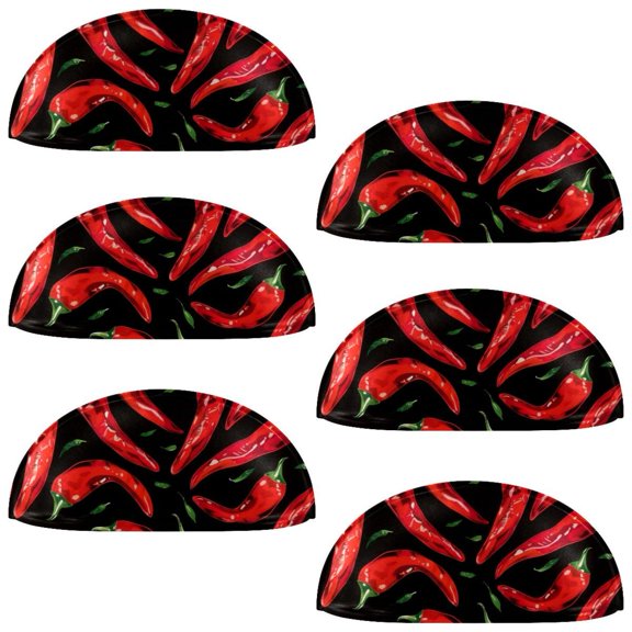PhooArto 6 Pcs Cup Drawer Pulls, Chili Peppers Green Leaf Pattern Shell Shape Handles Cabinet Knobs for Dresser Cupboard Closet Wardrobe with Screws