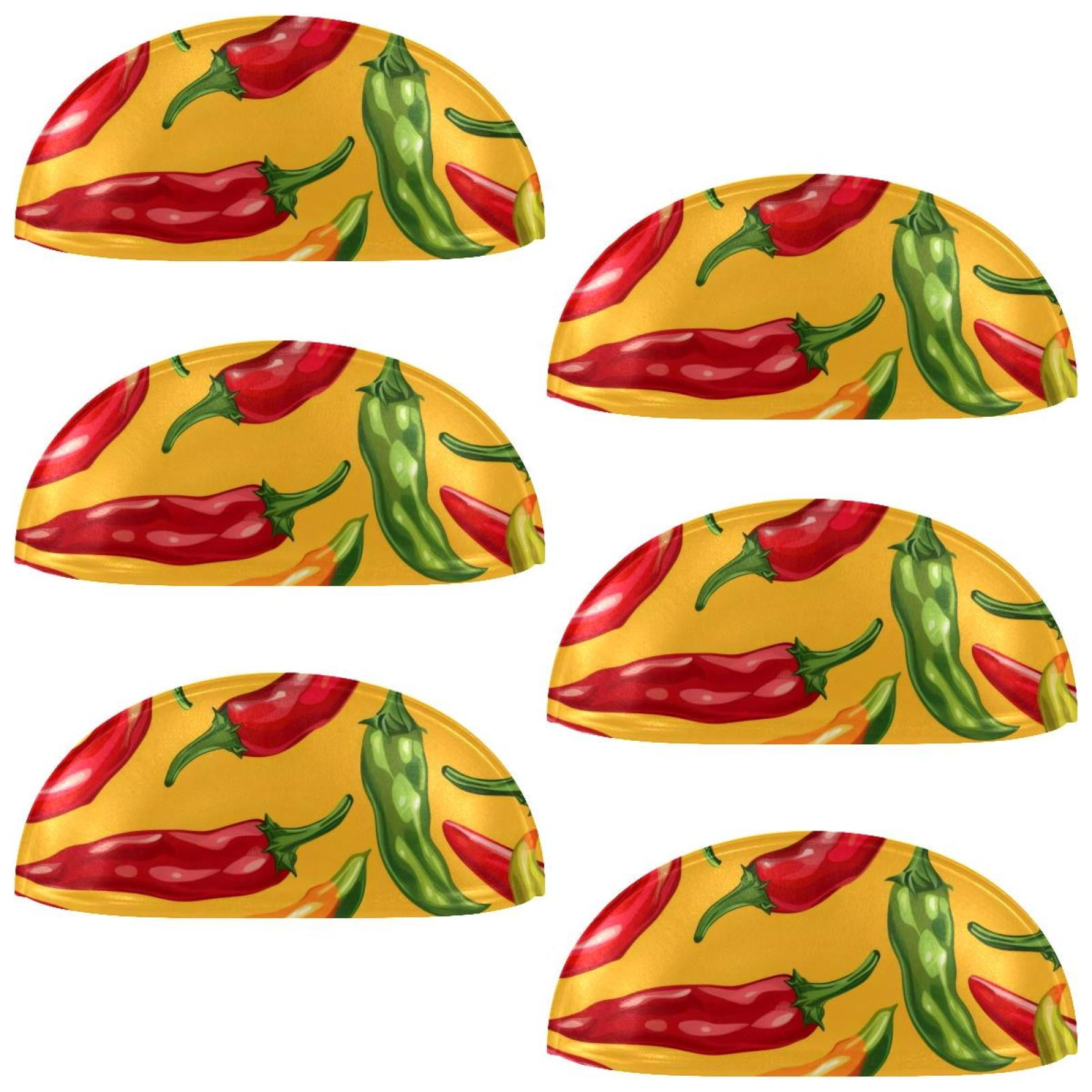 PhooArto 6 Pcs Cup Drawer Pulls, Chili Peppers Yellow Pattern Shell Shape Handles Cabinet Knobs for Dresser Cupboard Closet Wardrobe with Screws