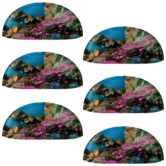 PhooArto 6 Pcs Cup Drawer Pulls, Coast Rocks Flowers Pattern Shell Shape Handles Cabinet Knobs for Dresser Cupboard Closet Wardrobe with Screws