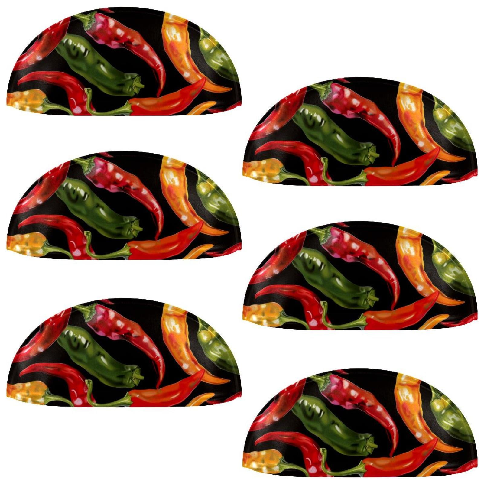 PhooArto 6 Pcs Cup Drawer Pulls, Color Chili Peppers Pattern Shell Shape Handles Cabinet Knobs for Dresser Cupboard Closet Wardrobe with Screws
