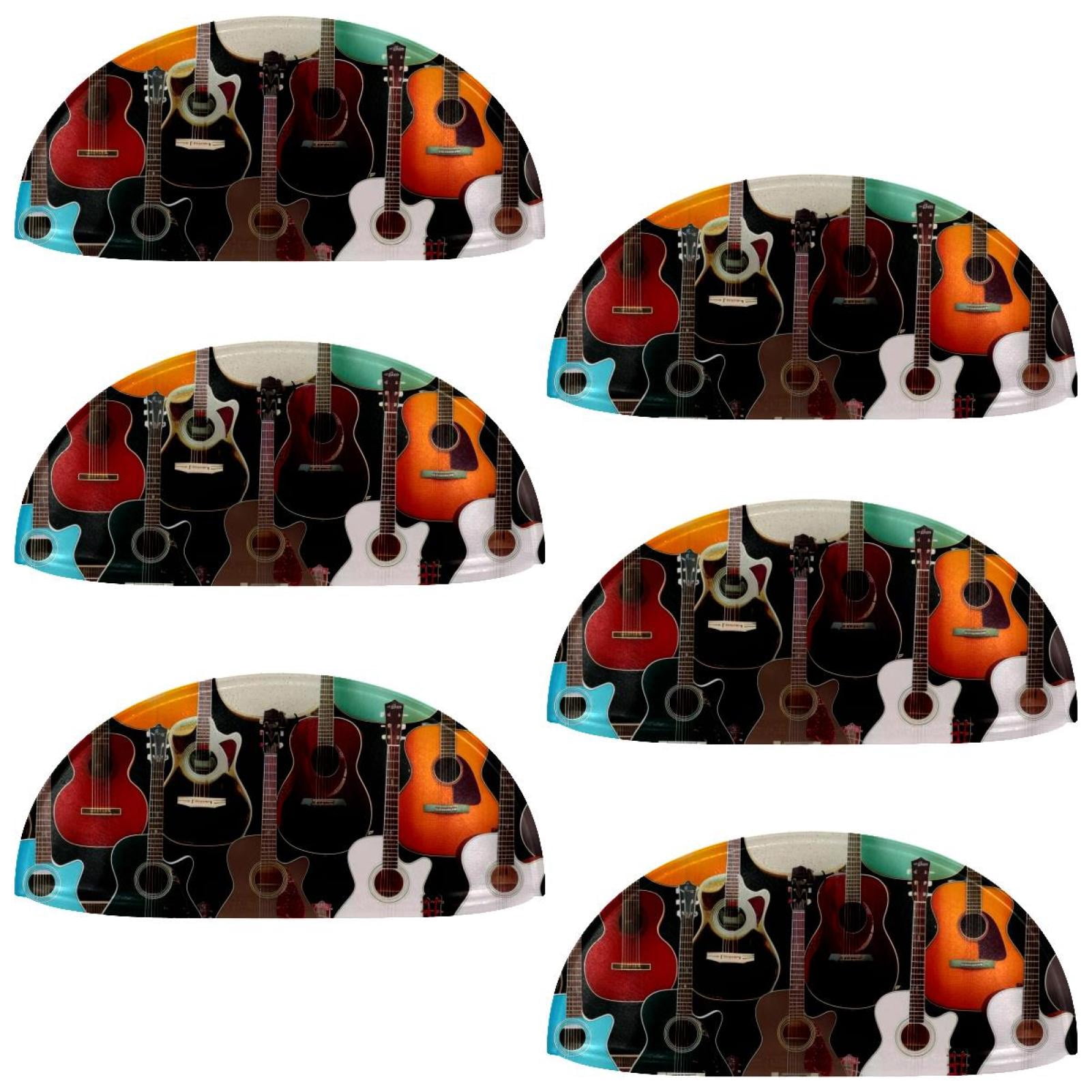 PhooArto 6 Pcs Cup Drawer Pulls, Color Electric Guitars Pattern Shell Shape Handles Cabinet Knobs for Dresser Cupboard Closet Wardrobe with Screws