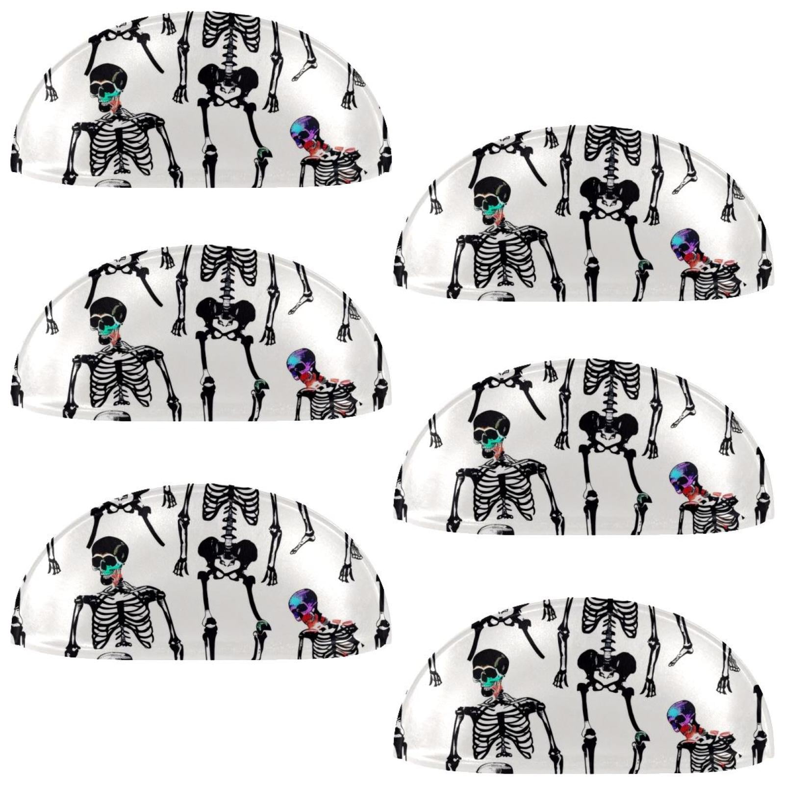 PhooArto 6 Pcs Cup Drawer Pulls, Color Human Skeleton Pattern Shell Shape Handles Cabinet Knobs for Dresser Cupboard Closet Wardrobe with Screws