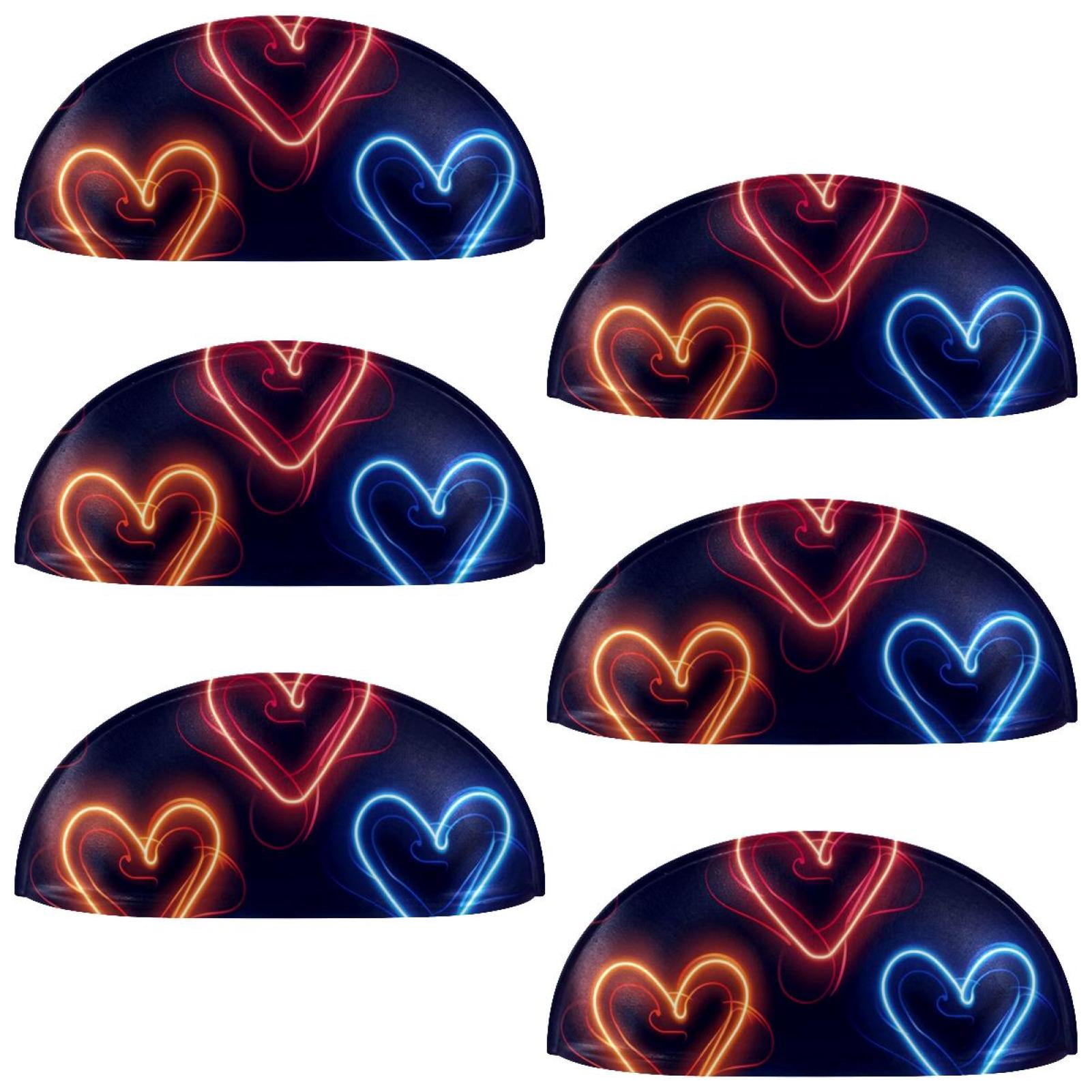 PhooArto 6 Pcs Cup Drawer Pulls, Color Love Hearts Pattern Shell Shape Handles Cabinet Knobs for Dresser Cupboard Closet Wardrobe with Screws