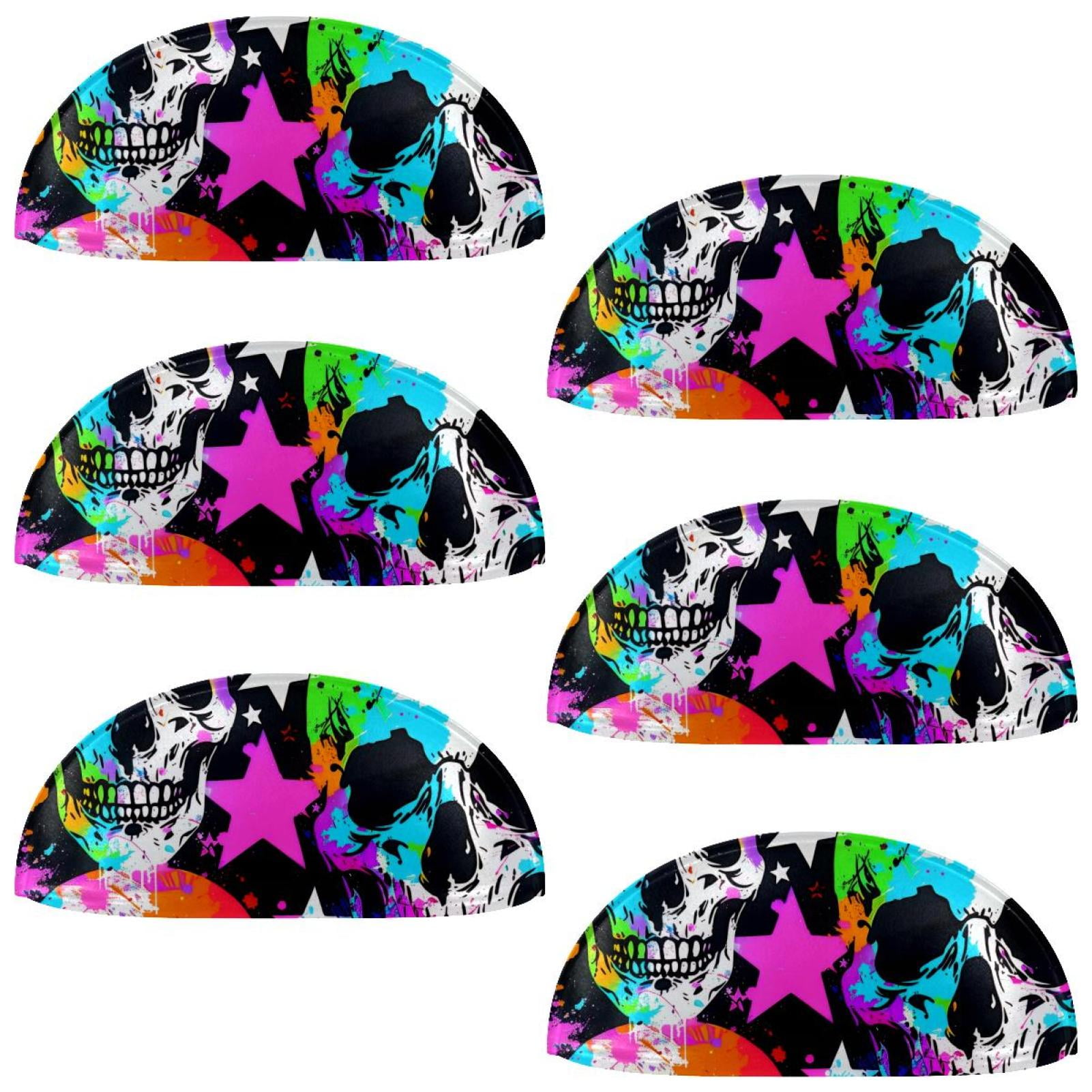 PhooArto 6 Pcs Cup Drawer Pulls, Color Splash Stars Skull Head Shell Shape Handles Cabinet Knobs for Dresser Cupboard Closet Wardrobe with Screws