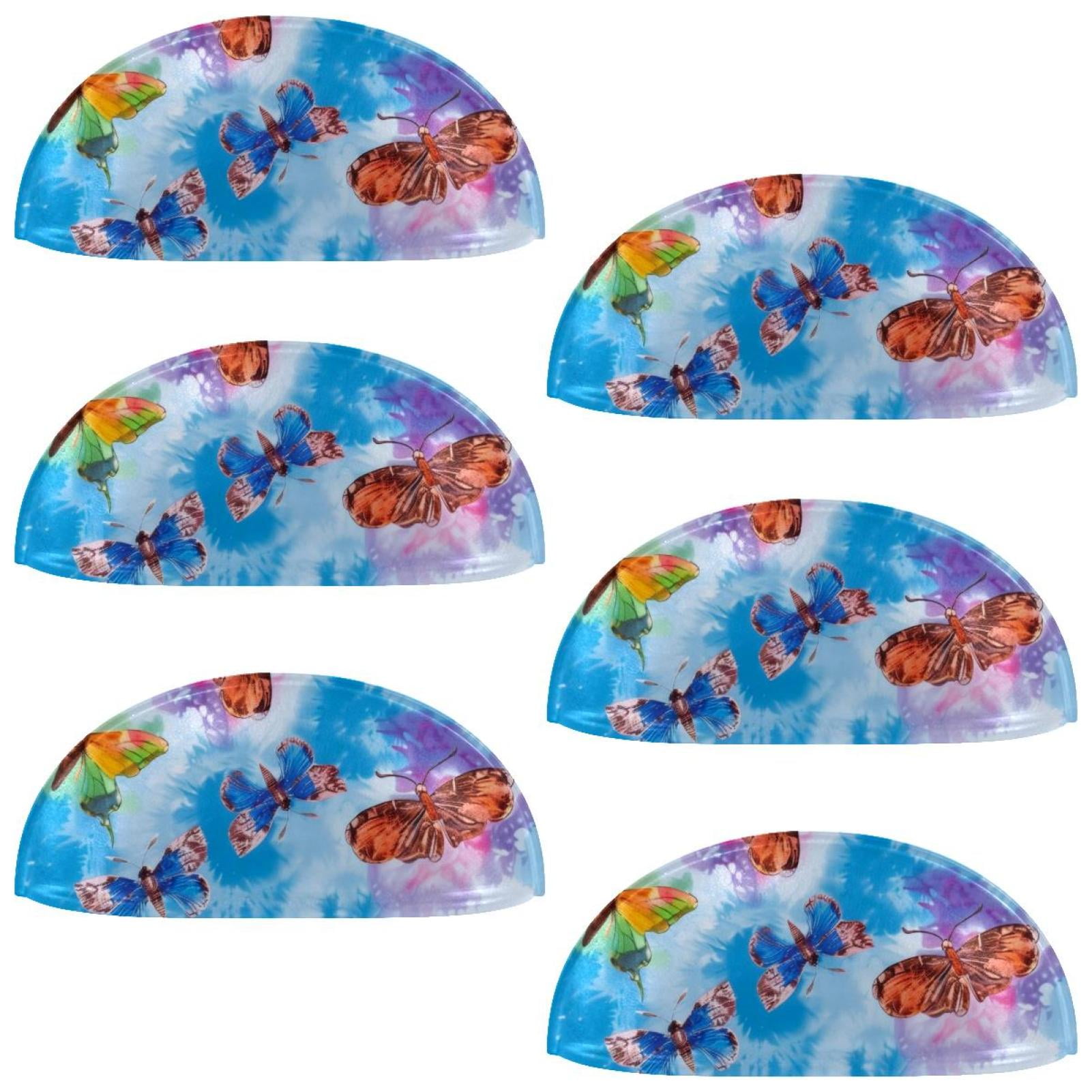PhooArto 6 Pcs Cup Drawer Pulls, Color Tie Dye Turtle Butterfly Shell Shape Handles Cabinet Knobs for Dresser Cupboard Closet Wardrobe with Screws