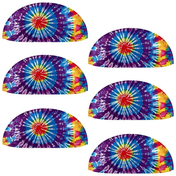 PhooArto 6 Pcs Cup Drawer Pulls, Colord Tie Dye Circles Pattern Shell Shape Handles Cabinet Knobs for Dresser Cupboard Closet Wardrobe with Screws