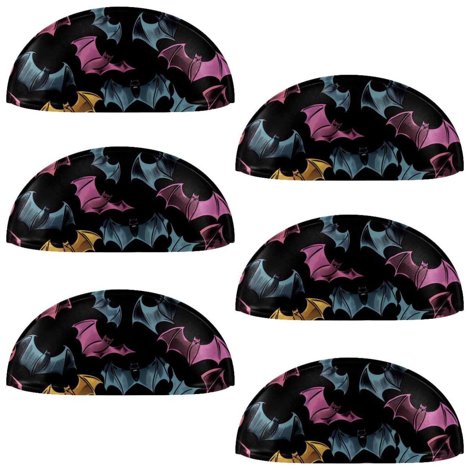 PhooArto 6 Pcs Cup Drawer Pulls, Colorful Animal Bats Pattern Shell Shape Handles Cabinet Knobs for Dresser Cupboard Closet Wardrobe with Screws