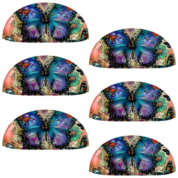 PhooArto 6 Pcs Cup Drawer Pulls, Colorful Butterflies Shell Shape Handles Cabinet Knobs for Dresser Cupboard Closet Wardrobe with Screws