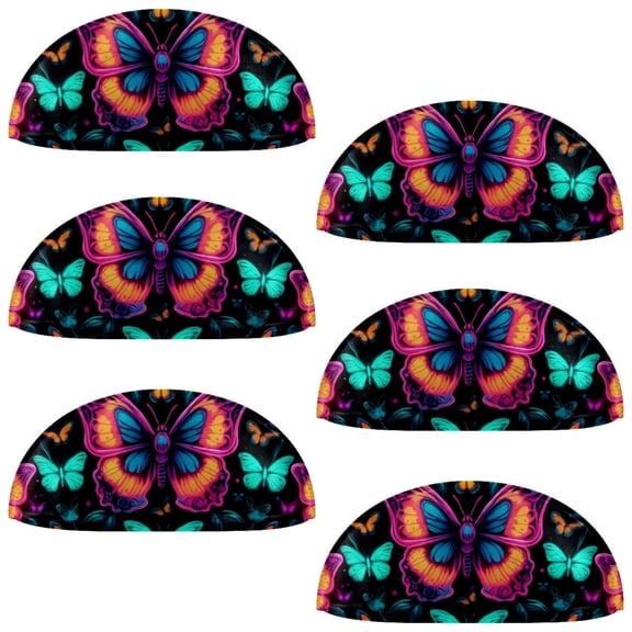 PhooArto 6 Pcs Cup Drawer Pulls, Colorful Butterfly Pattern Shell Shape Handles Cabinet Knobs for Dresser Cupboard Closet Wardrobe with Screws
