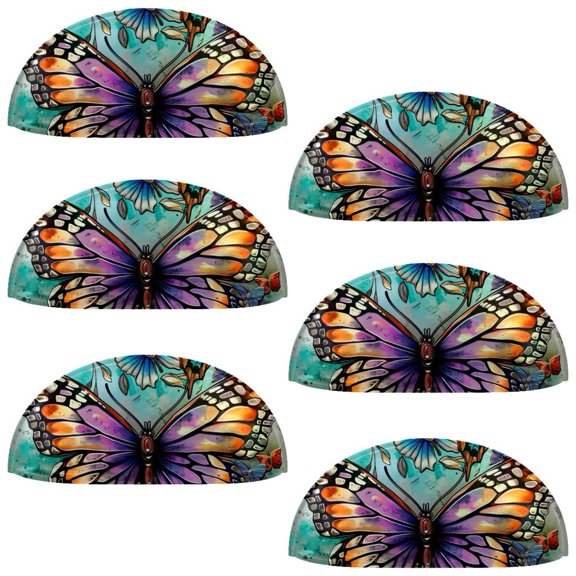 PhooArto 6 Pcs Cup Drawer Pulls, Colorful Butterfly Vintage Shell Shape Handles Cabinet Knobs for Dresser Cupboard Closet Wardrobe with Screws