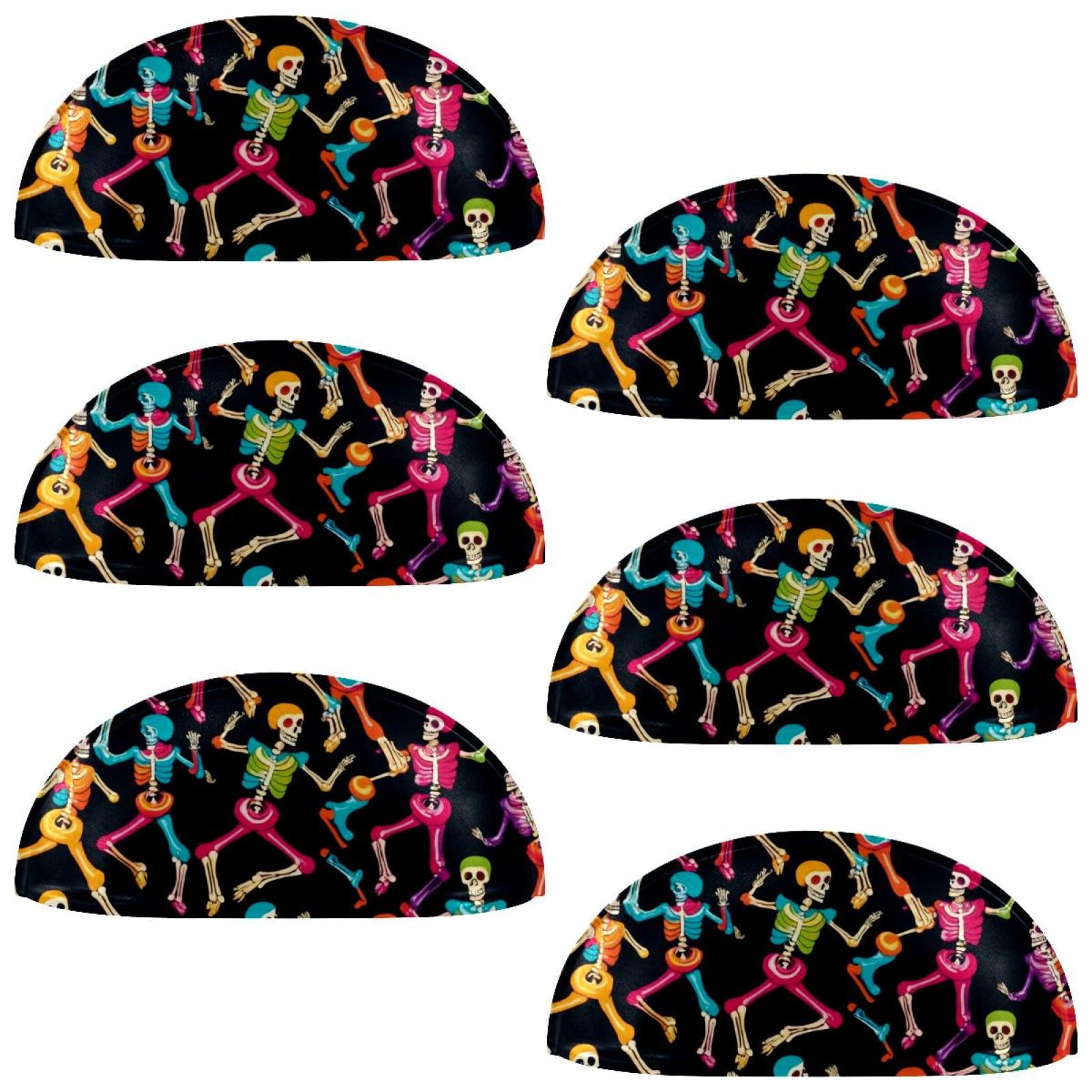PhooArto 6 Pcs Cup Drawer Pulls, Colorful Dancing Skull Pattern Shell Shape Handles Cabinet Knobs for Dresser Cupboard Closet Wardrobe with Screws
