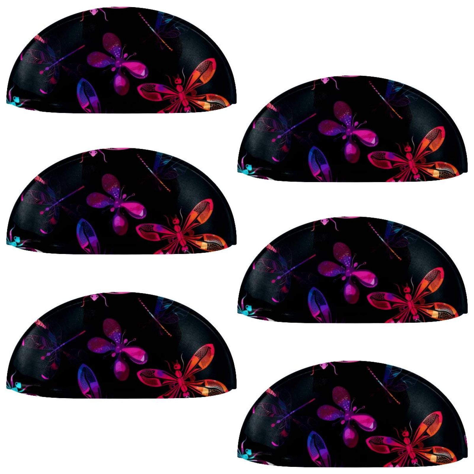PhooArto 6 Pcs Cup Drawer Pulls, Colorful Dragonflies Pattern Shell Shape Handles Cabinet Knobs for Dresser Cupboard Closet Wardrobe with Screws