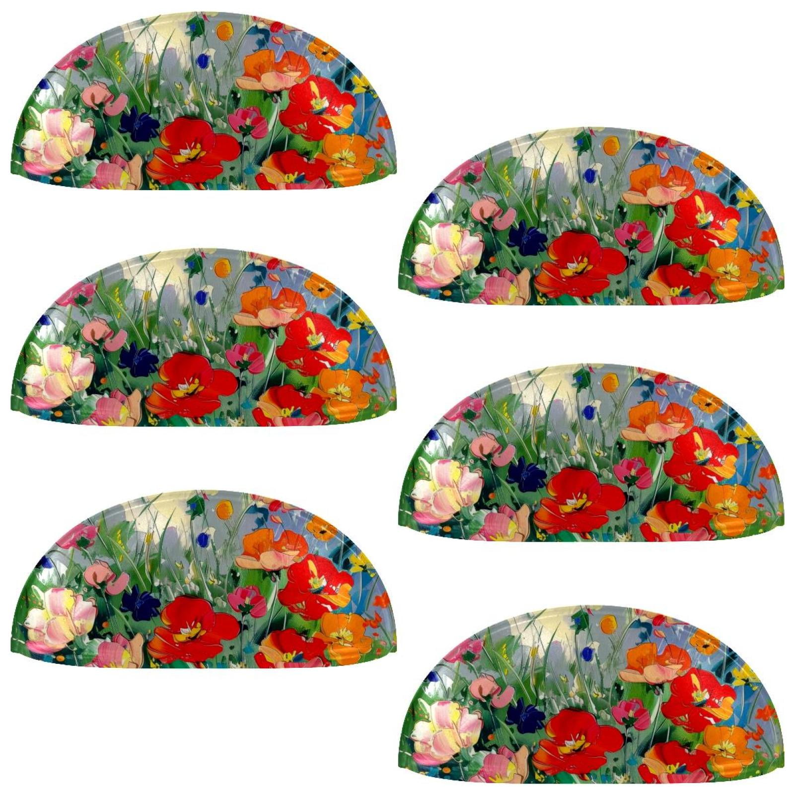 PhooArto 6 Pcs Cup Drawer Pulls, Colorful Floral Flowers Shell Shape Handles Cabinet Knobs for Dresser Cupboard Closet Wardrobe with Screws