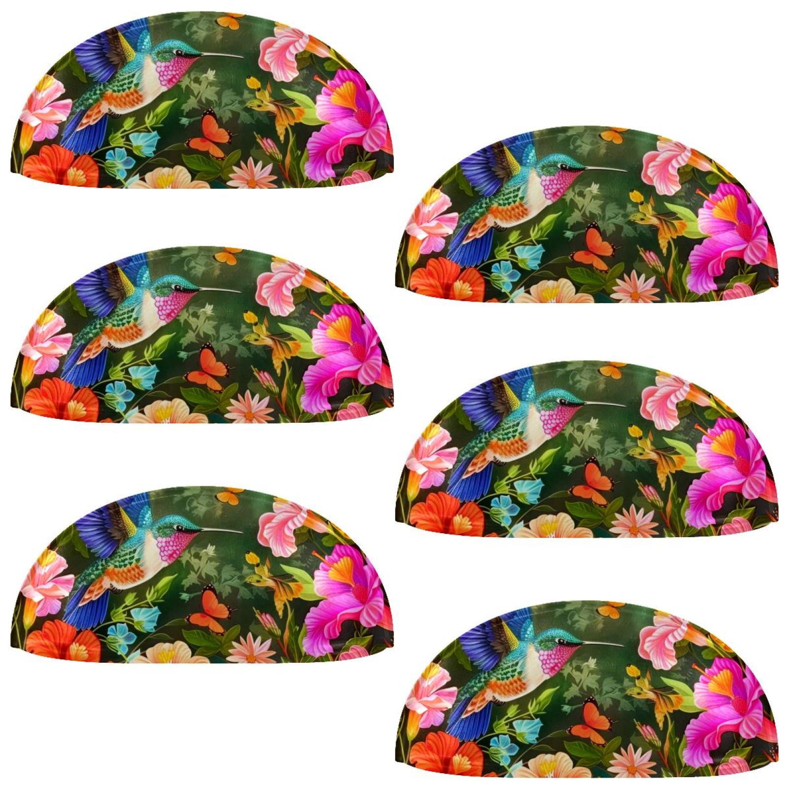 PhooArto 6 Pcs Cup Drawer Pulls, Colorful Floral Hummingbird Shell Shape Handles Cabinet Knobs for Dresser Cupboard Closet Wardrobe with Screws