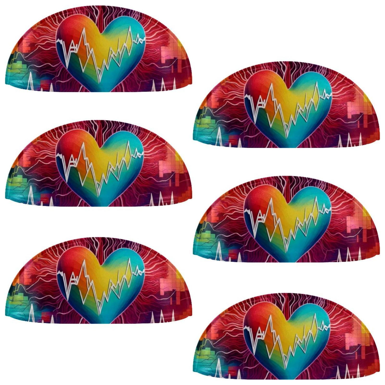PhooArto 6 Pcs Cup Drawer Pulls, Colorful Heart Beat Pattern Shell Shape Handles Cabinet Knobs for Dresser Cupboard Closet Wardrobe with Screws
