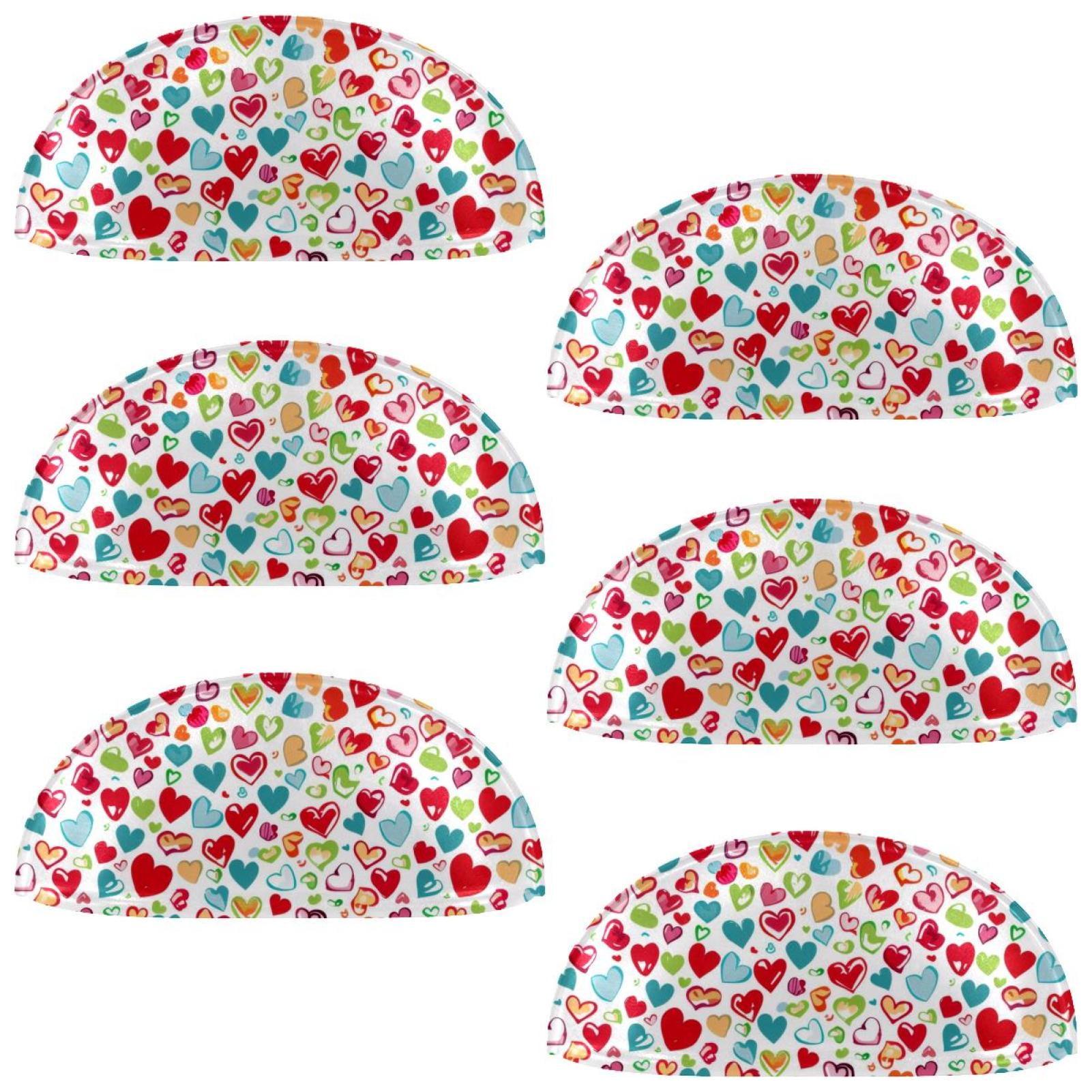 PhooArto 6 Pcs Cup Drawer Pulls, Colorful Hearts Love Pattern Shell Shape Handles Cabinet Knobs for Dresser Cupboard Closet Wardrobe with Screws