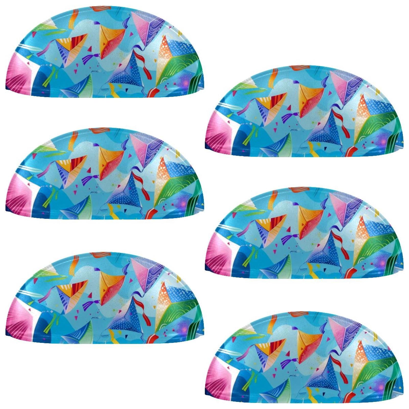 PhooArto 6 Pcs Cup Drawer Pulls, Colorful Kites Pattern Shell Shape Handles Cabinet Knobs for Dresser Cupboard Closet Wardrobe with Screws