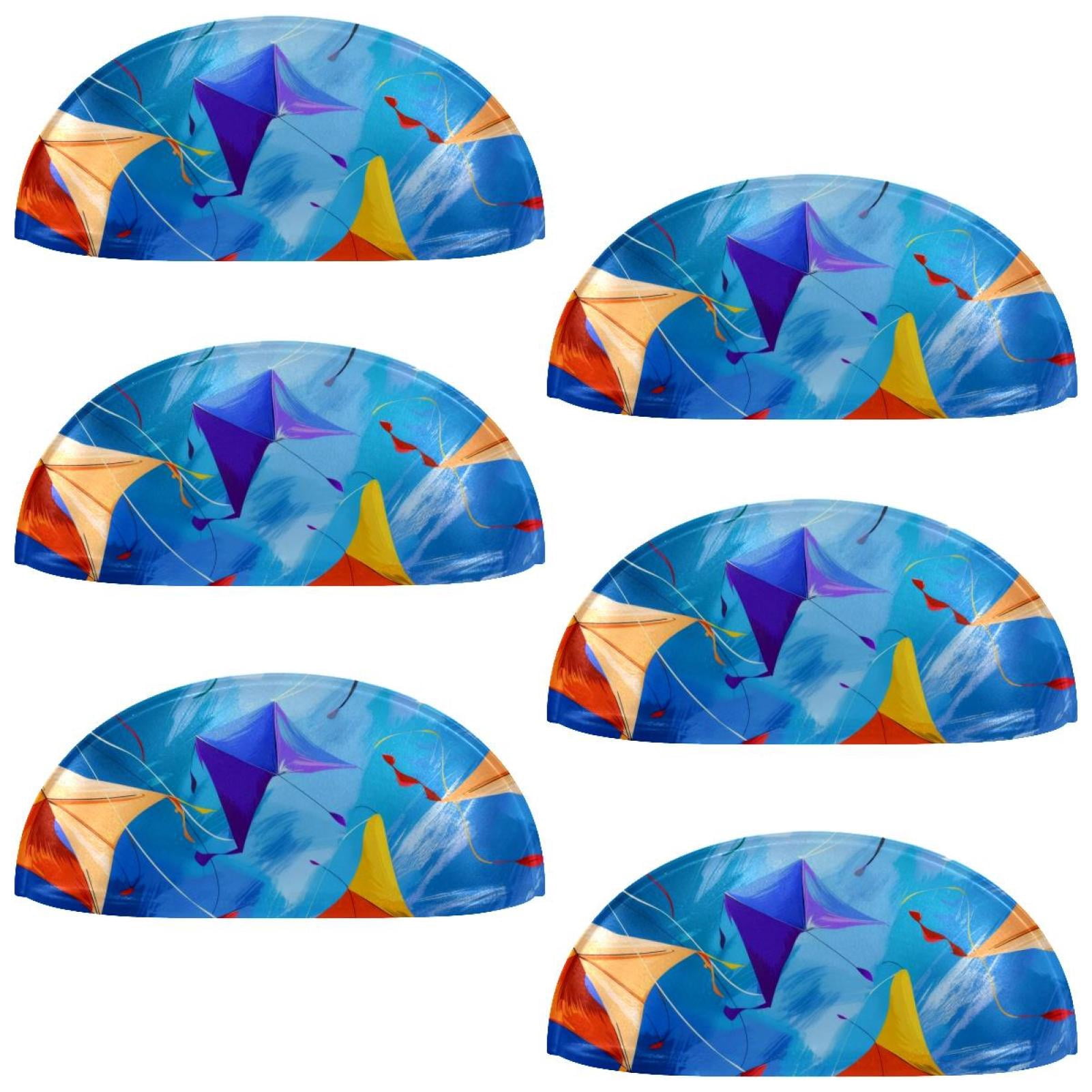 PhooArto 6 Pcs Cup Drawer Pulls, Colorful Kites Patterns Shell Shape Handles Cabinet Knobs for Dresser Cupboard Closet Wardrobe with Screws