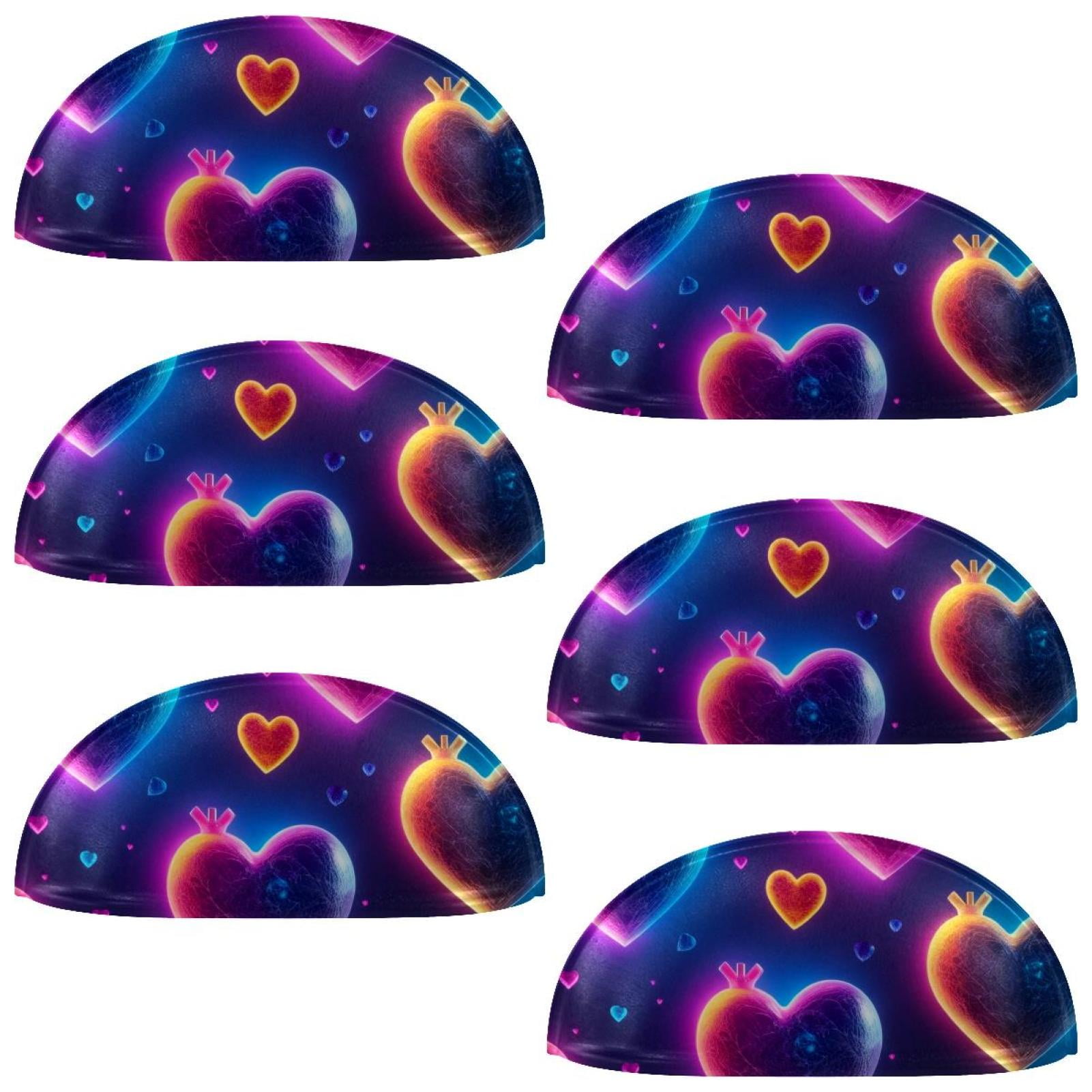PhooArto 6 Pcs Cup Drawer Pulls, Colorful Love Hearts Shell Shape Handles Cabinet Knobs for Dresser Cupboard Closet Wardrobe with Screws