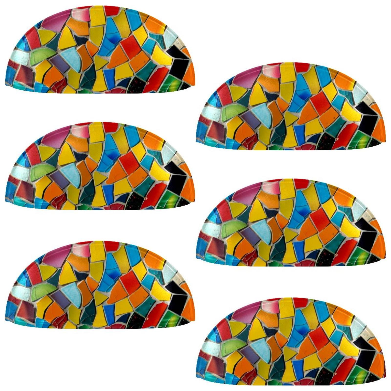 PhooArto 6 Pcs Cup Drawer Pulls, Colorful Mosaic Pattern Shell Shape Handles Cabinet Knobs for Dresser Cupboard Closet Wardrobe with Screws