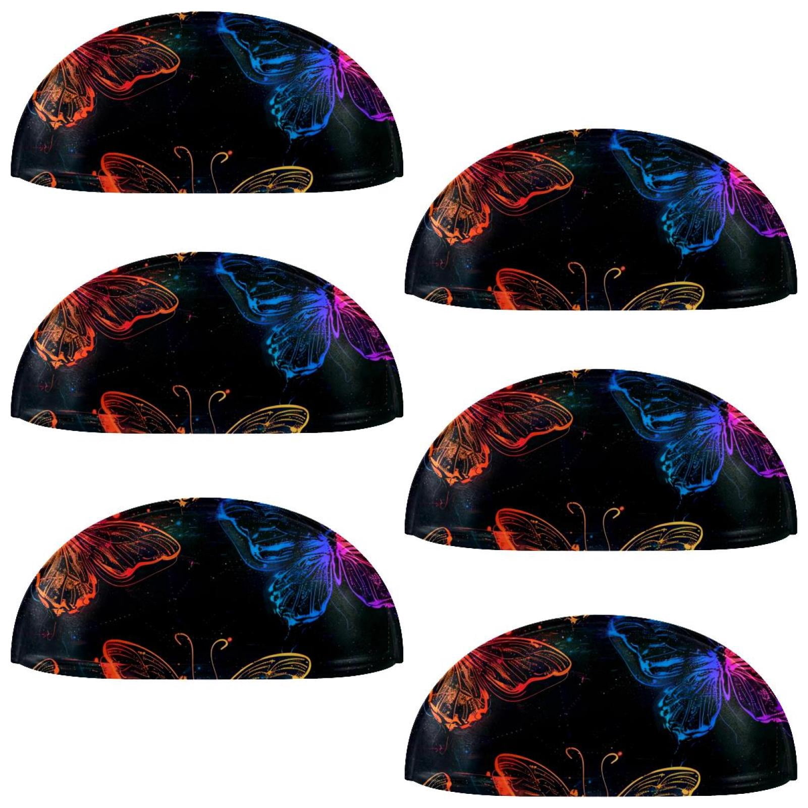 PhooArto 6 Pcs Cup Drawer Pulls, Colorful Neon Butterfly Pattern Shell Shape Handles Cabinet Knobs for Dresser Cupboard Closet Wardrobe with Screws