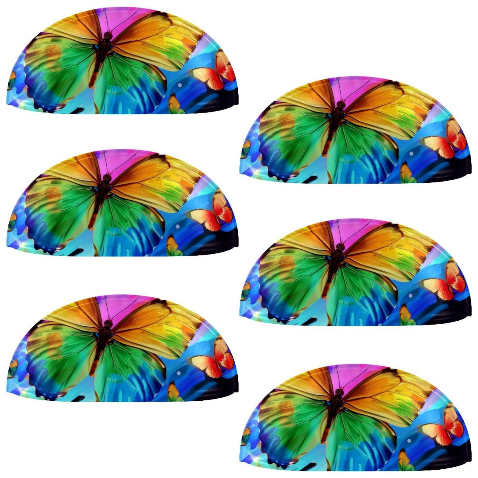 PhooArto 6 Pcs Cup Drawer Pulls, Colorful Rainbow Butterfly Shell Shape Handles Cabinet Knobs for Dresser Cupboard Closet Wardrobe with Screws