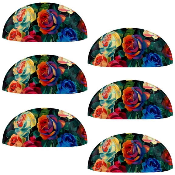 PhooArto 6 Pcs Cup Drawer Pulls, Colorful Rose Flower Pattern Shell Shape Handles Cabinet Knobs for Dresser Cupboard Closet Wardrobe with Screws