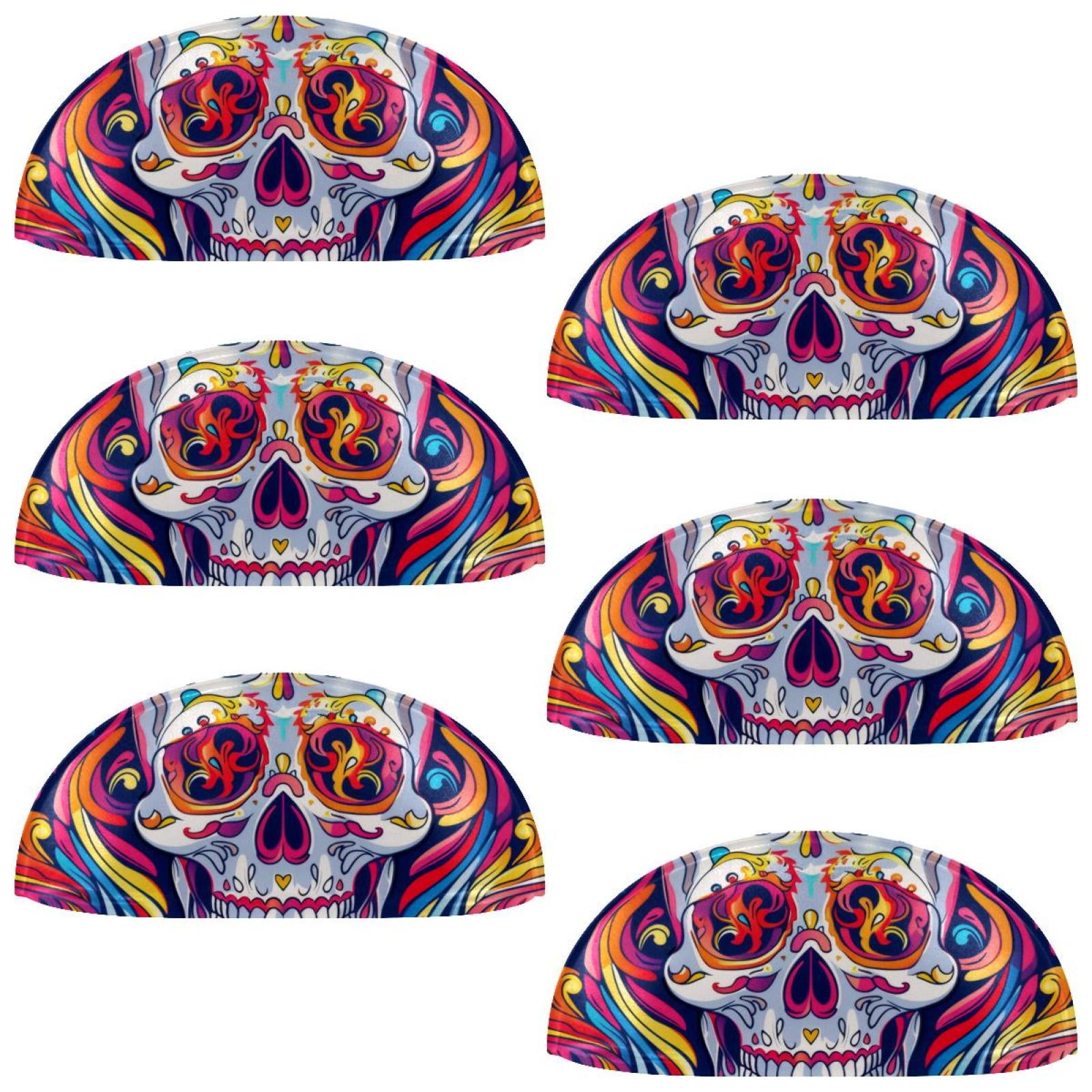 PhooArto 6 Pcs Cup Drawer Pulls, Colorful Skull Pattern Shell Shape Handles Cabinet Knobs for Dresser Cupboard Closet Wardrobe with Screws