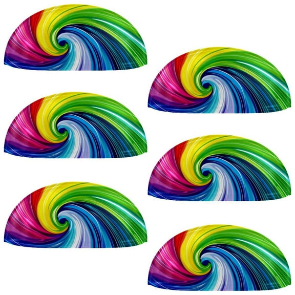 PhooArto 6 Pcs Cup Drawer Pulls, Colorful Swirl Rainbow Shell Shape Handles Cabinet Knobs for Dresser Cupboard Closet Wardrobe with Screws