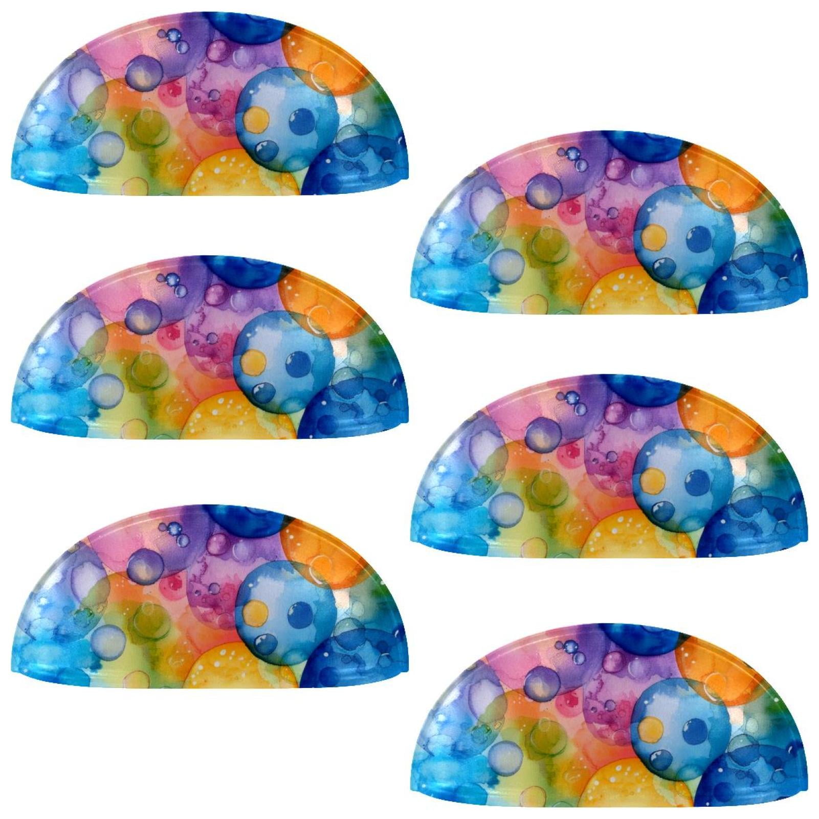 PhooArto 6 Pcs Cup Drawer Pulls, Colorful Watercolor Bubbles Shell Shape Handles Cabinet Knobs for Dresser Cupboard Closet Wardrobe with Screws