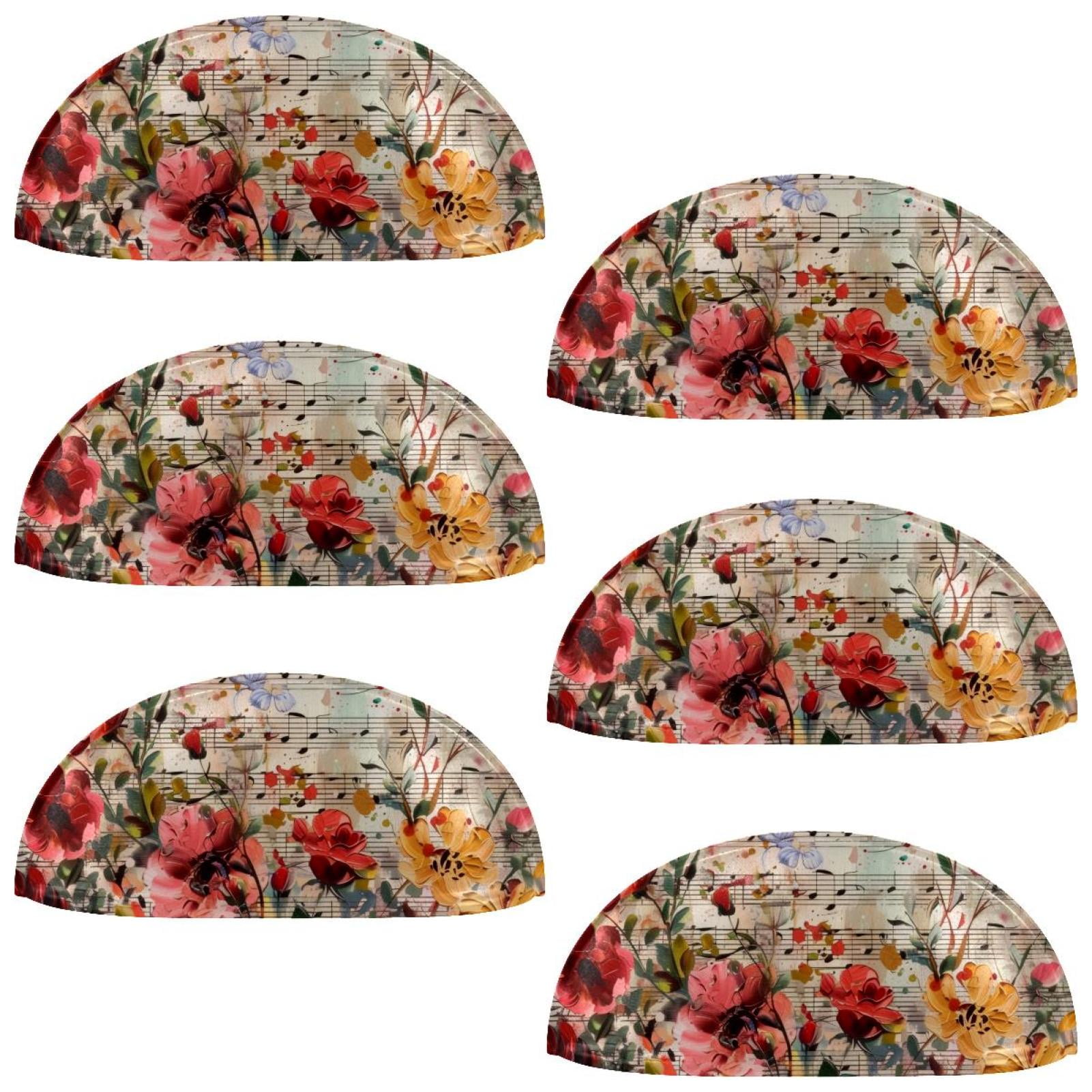 PhooArto 6 Pcs Cup Drawer Pulls, Colors Flowers Music Score Shell Shape Handles Cabinet Knobs for Dresser Cupboard Closet Wardrobe with Screws