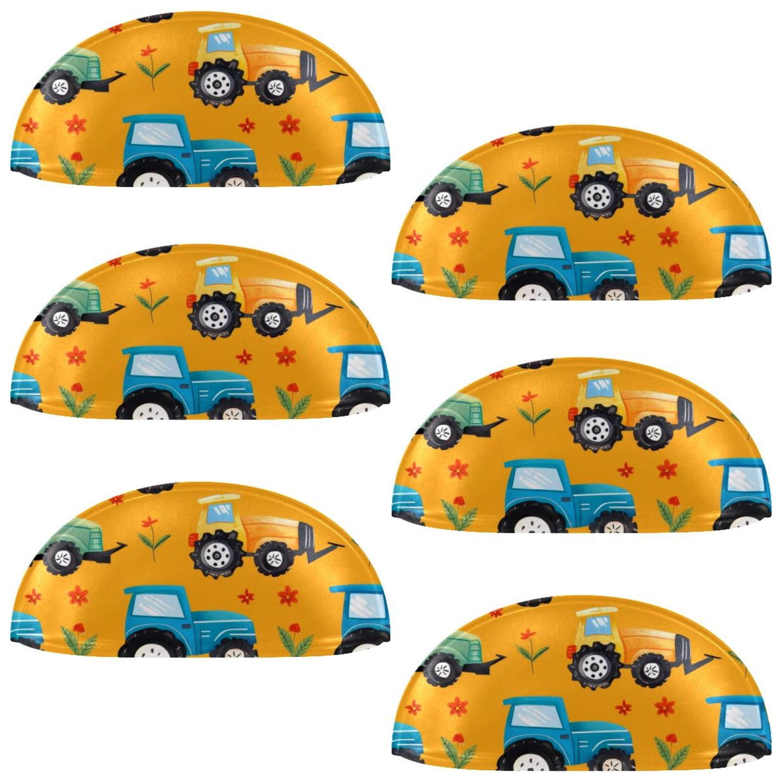 PhooArto 6 Pcs Cup Drawer Pulls, Colors Truck Tractor Pattern Shell Shape Handles Cabinet Knobs for Dresser Cupboard Closet Wardrobe with Screws