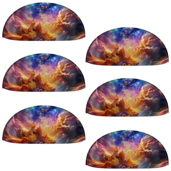 PhooArto 6 Pcs Cup Drawer Pulls, Cosmic Swirling Clouds Shell Shape Handles Cabinet Knobs for Dresser Cupboard Closet Wardrobe with Screws