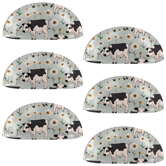 PhooArto 6 Pcs Cup Drawer Pulls, Cows Chamomile Pattern Shell Shape Handles Cabinet Knobs for Dresser Cupboard Closet Wardrobe with Screws