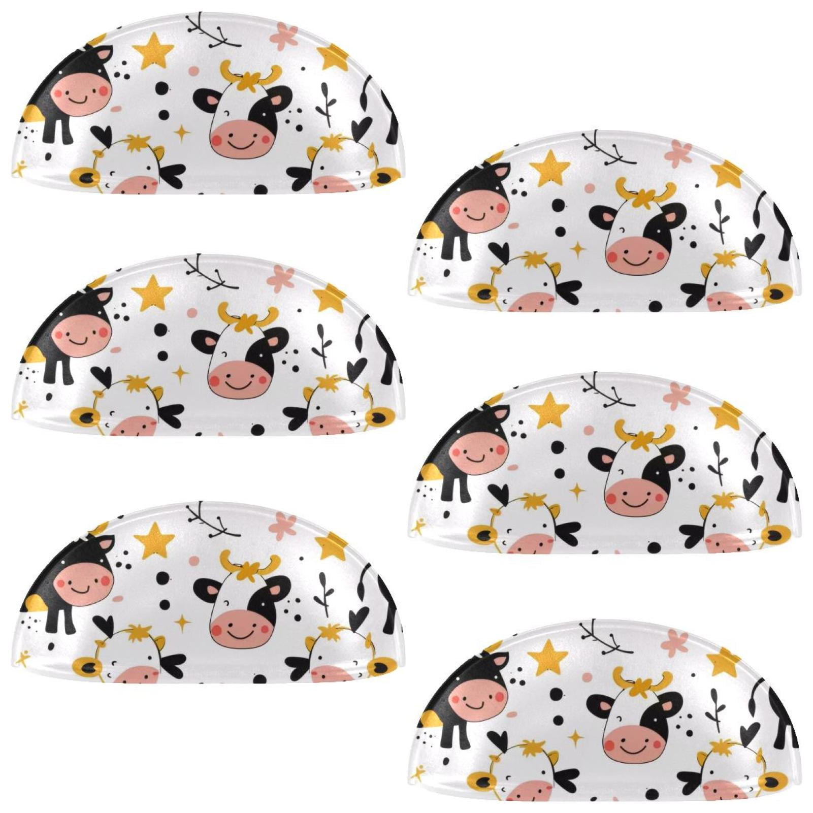 PhooArto 6 Pcs Cup Drawer Pulls, Cows Flower Star Pattern Shell Shape Handles Cabinet Knobs for Dresser Cupboard Closet Wardrobe with Screws