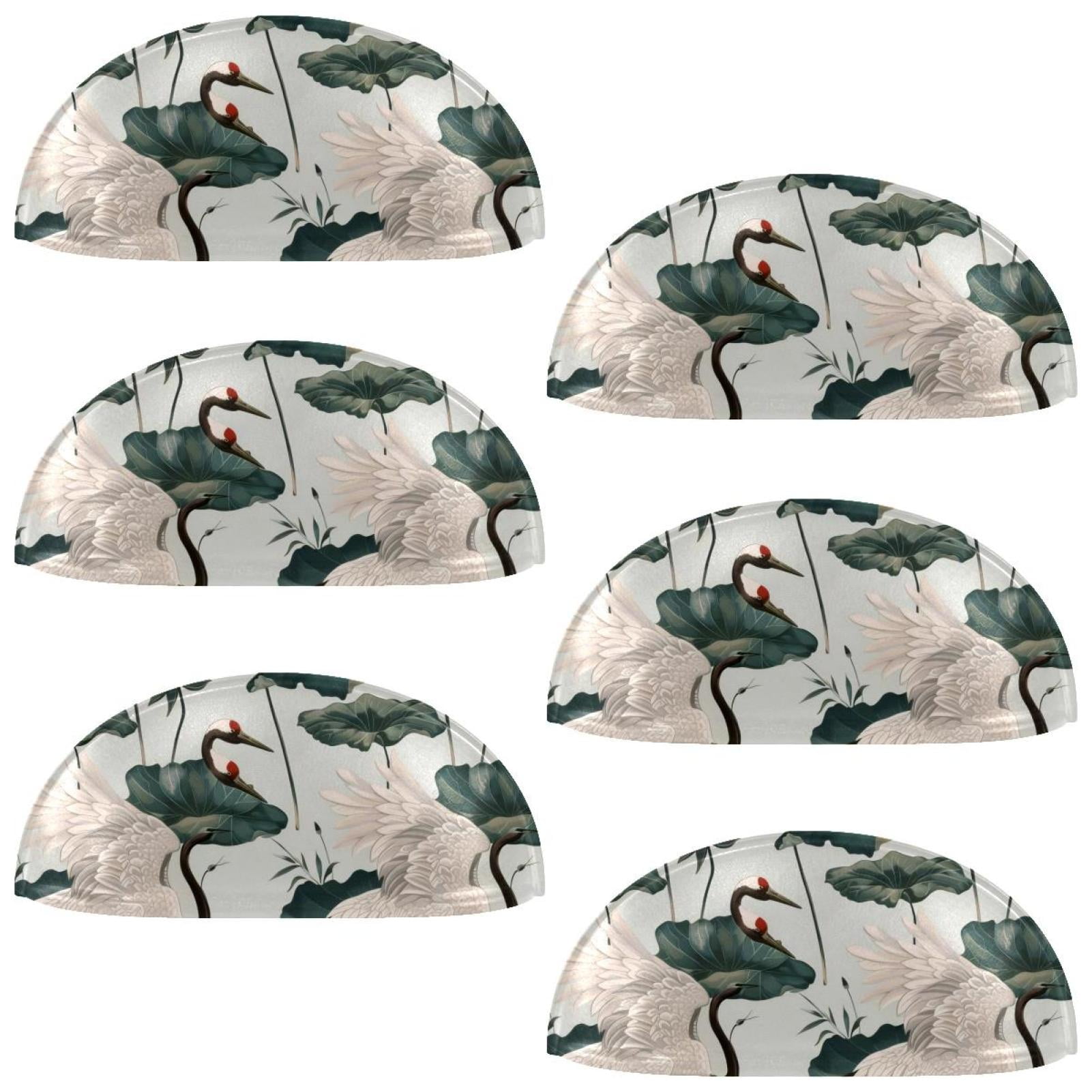 PhooArto 6 Pcs Cup Drawer Pulls, Cranes and Lotuses Pattern Shell Shape Handles Cabinet Knobs for Dresser Cupboard Closet Wardrobe with Screws
