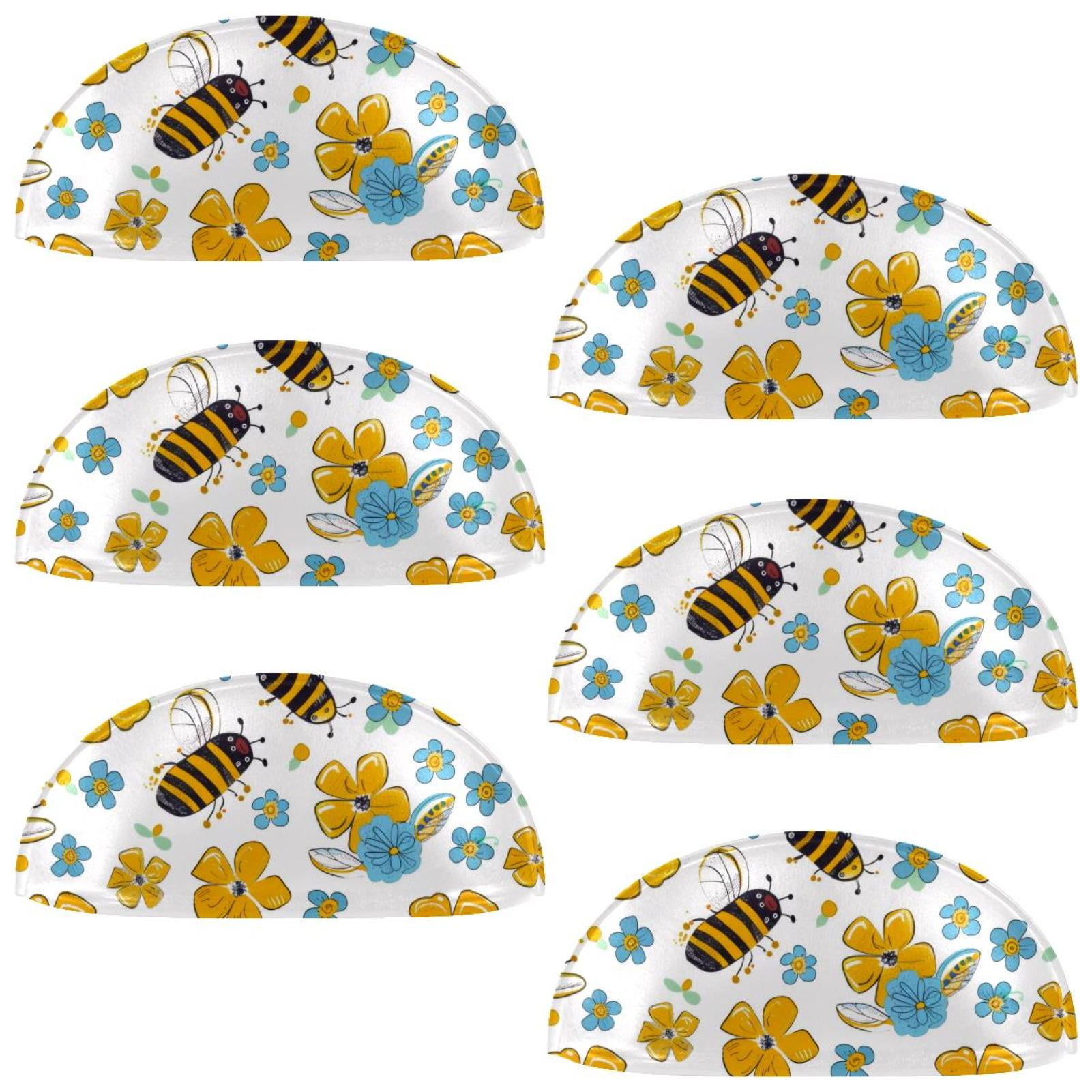 PhooArto 6 Pcs Cup Drawer Pulls, Cute Bees Flowers Pattern Shell Shape Handles Cabinet Knobs for Dresser Cupboard Closet Wardrobe with Screws