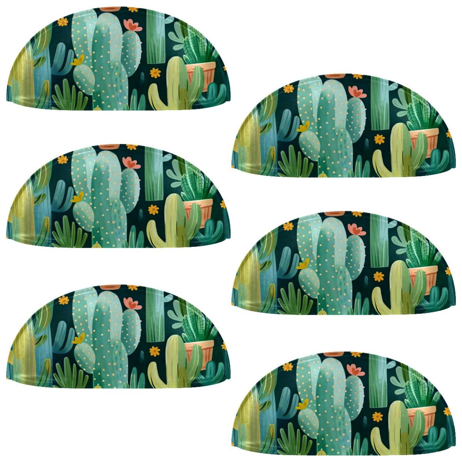 PhooArto 6 Pcs Cup Drawer Pulls, Cute Cactus Pattern Shell Shape Handles Cabinet Knobs for Dresser Cupboard Closet Wardrobe with Screws
