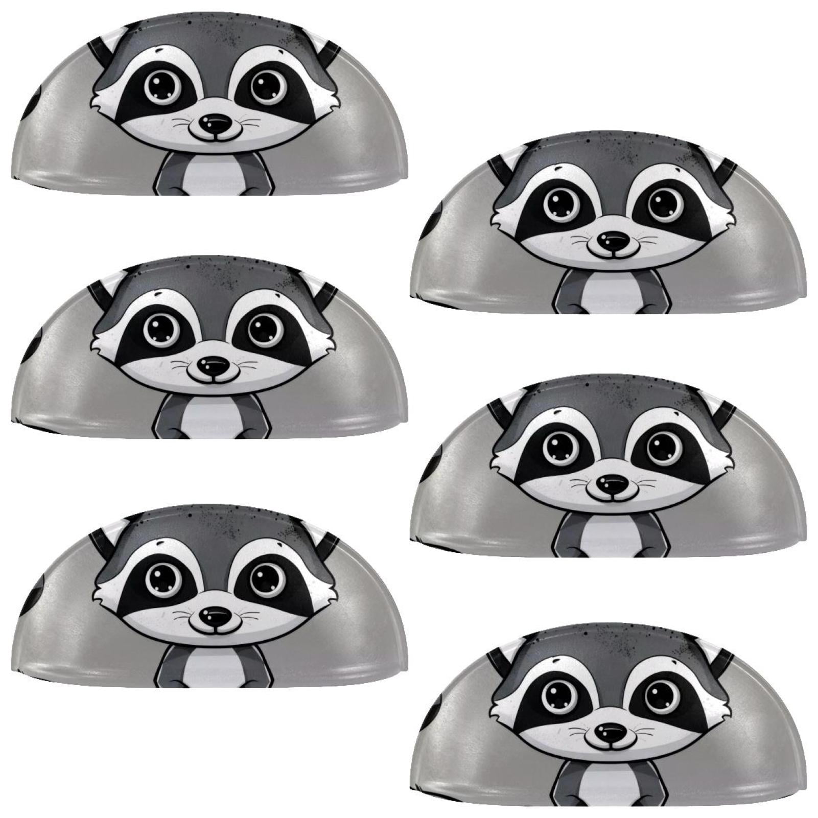 PhooArto 6 Pcs Cup Drawer Pulls, Cute Cartoon Raccoon Pattern Shell Shape Handles Cabinet Knobs for Dresser Cupboard Closet Wardrobe with Screws