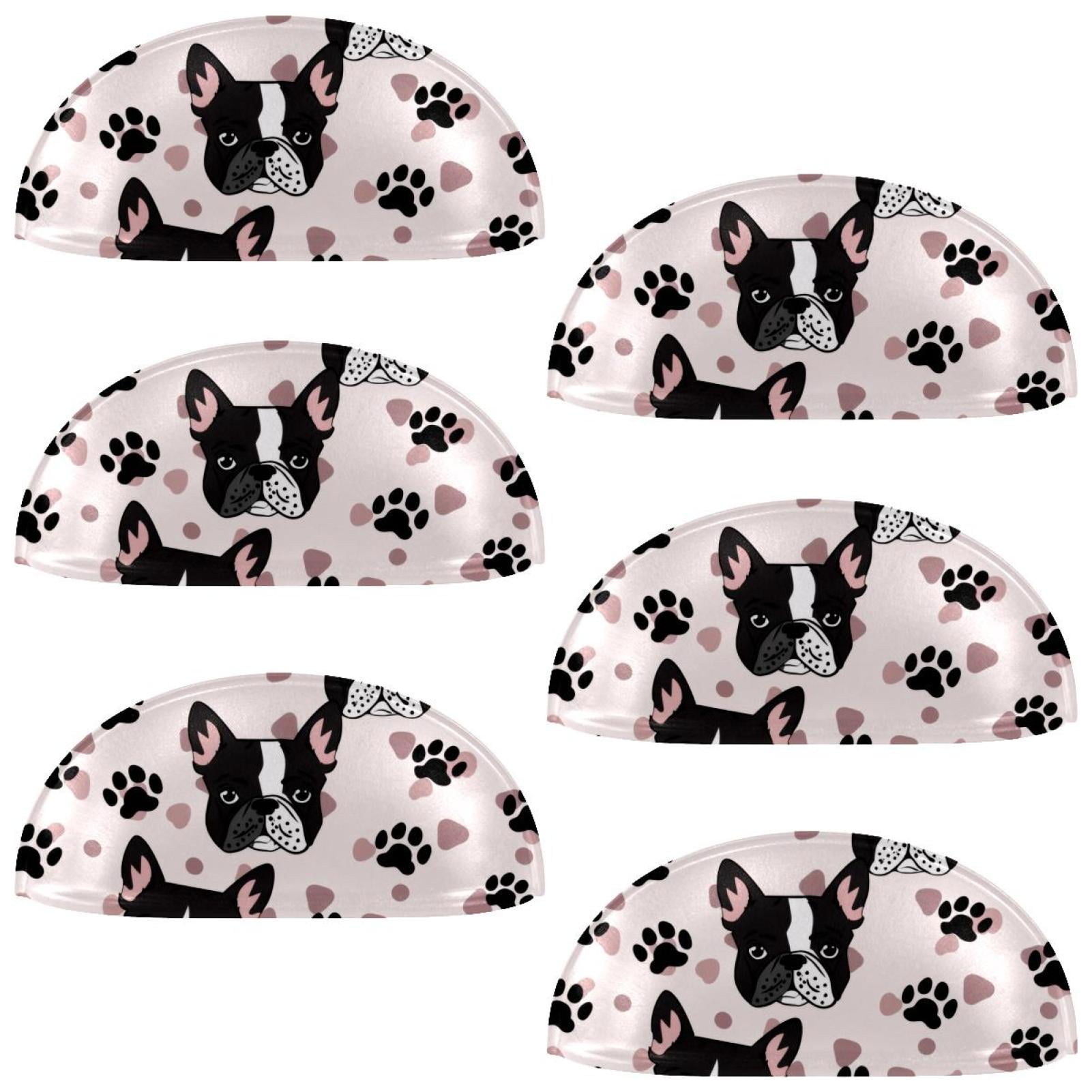 PhooArto 6 Pcs Cup Drawer Pulls, Cute Dog Paw Bulldog Pattern Shell Shape Handles Cabinet Knobs for Dresser Cupboard Closet Wardrobe with Screws