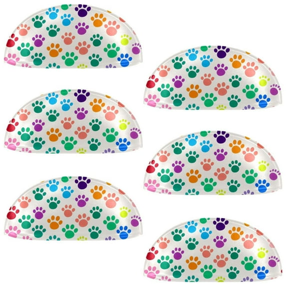 PhooArto 6 Pcs Cup Drawer Pulls, Cute Dog Paw Footprint Pattern Shell Shape Handles Cabinet Knobs for Dresser Cupboard Closet Wardrobe with Screws