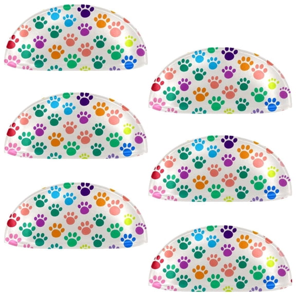 PhooArto 6 Pcs Cup Drawer Pulls, Cute Dog Paw Footprint Pattern Shell Shape Handles Cabinet Knobs for Dresser Cupboard Closet Wardrobe with Screws