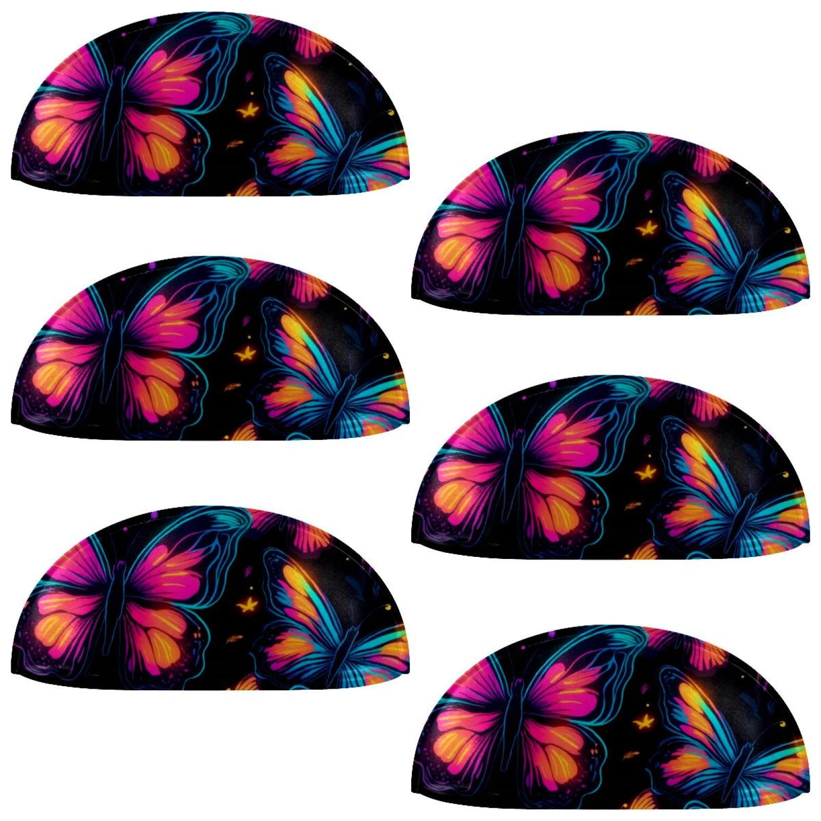 PhooArto 6 Pcs Cup Drawer Pulls, Cute Flying Butterflies Pattern Shell Shape Handles Cabinet Knobs for Dresser Cupboard Closet Wardrobe with Screws