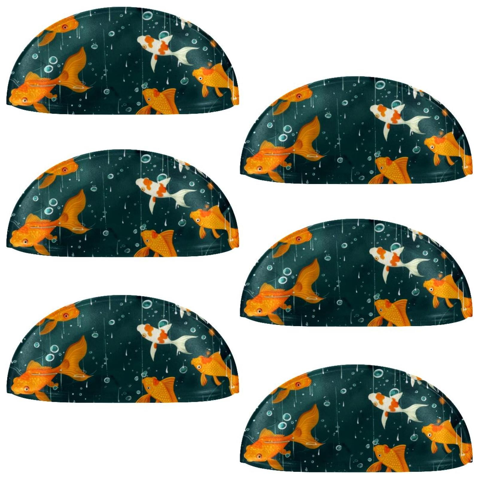 PhooArto 6 Pcs Cup Drawer Pulls, Cute Goldfish Lotus Pattern Shell Shape Handles Cabinet Knobs for Dresser Cupboard Closet Wardrobe with Screws